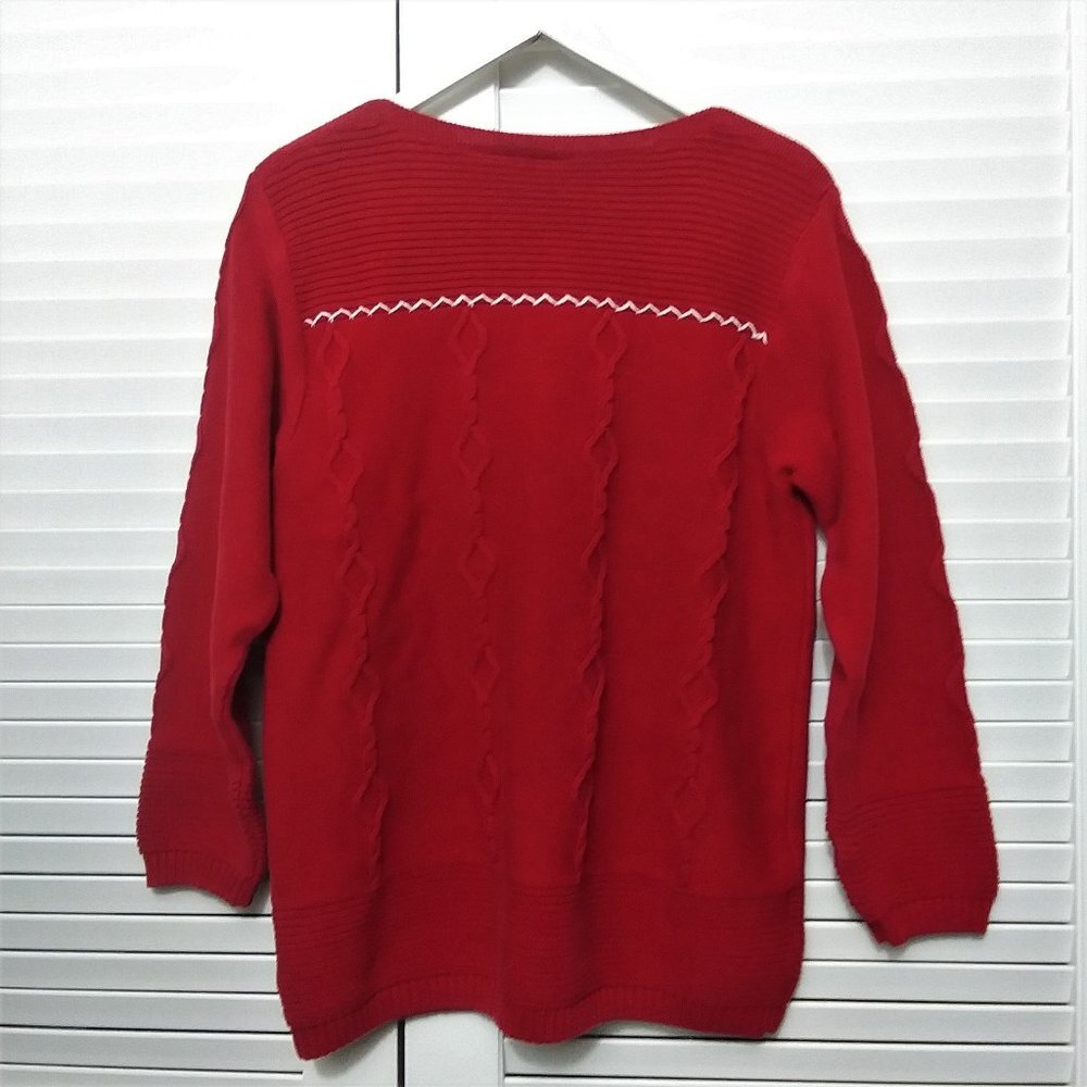 Liz Claiborne‎ Red Long Sleeve Cable Knit Sweater